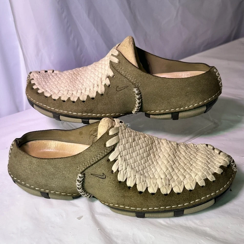 Nike Women's Taupe Suede & Cream Woven Mule